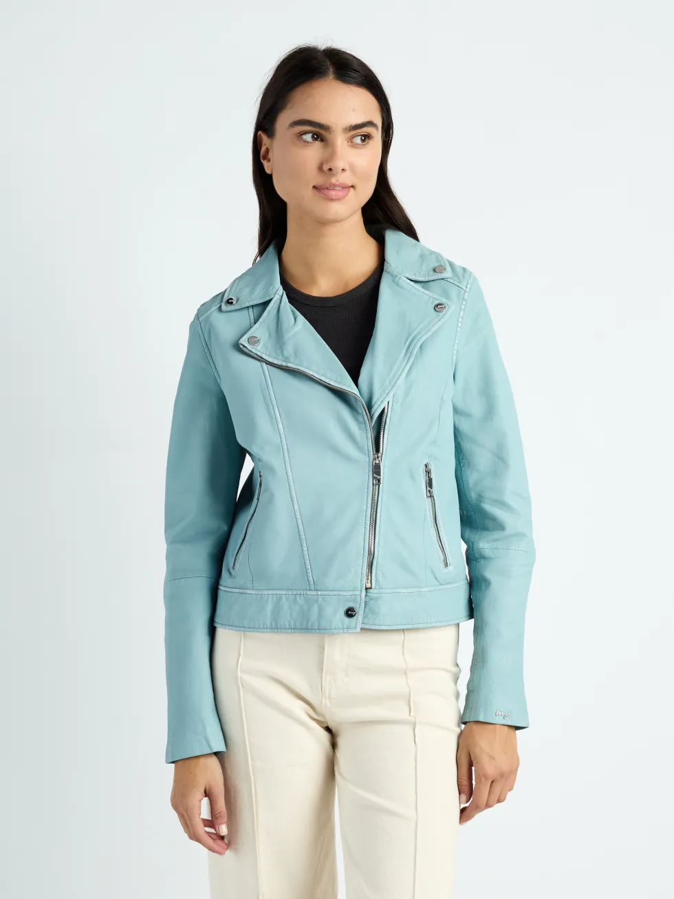 Leder Bikerjacke 42023069